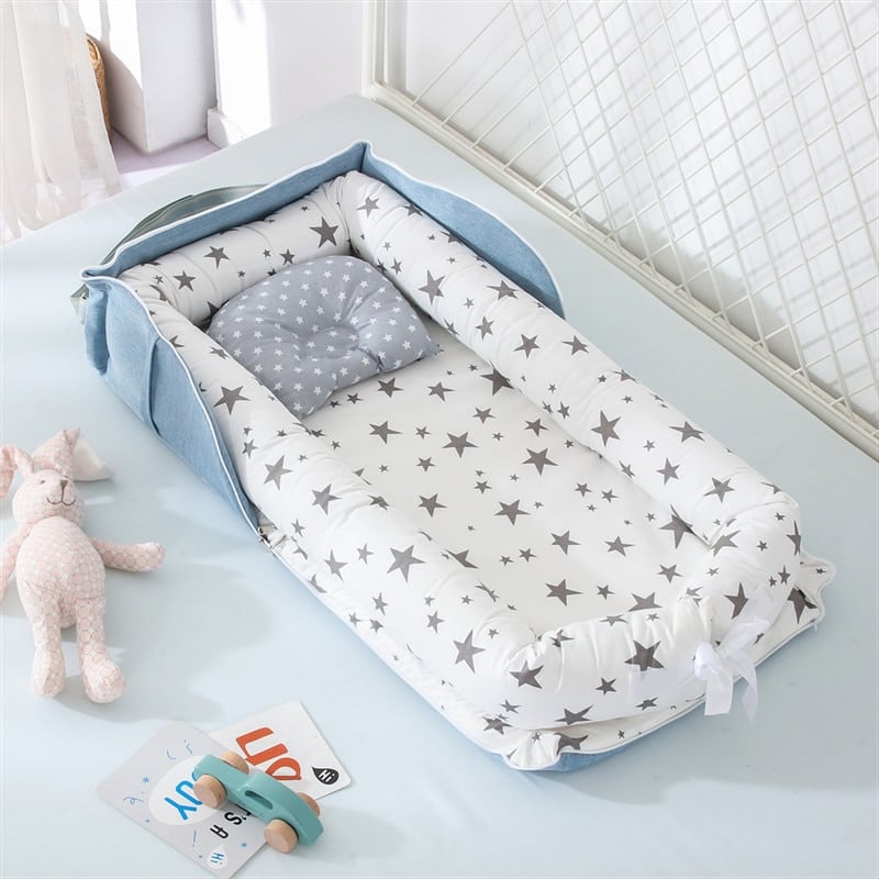 Baby Bed Portable Baby Nest for Newborn Co-Sleeping Baby Bed Pillow Portable Crib Bedroom Travel Camping 