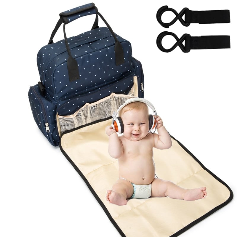 Nuliie Changing Bag Backpack, Nappy Changing Bags with Changing  Mat,Bed,Pacifier Holder and Stroller Straps, USB Charging Baby Bag for Mom  Travel