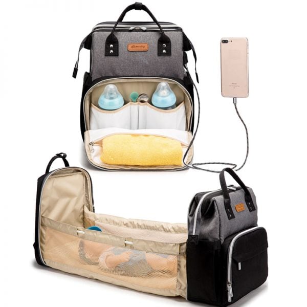 Expandable Baby Diaper Bag Backpack with USB Charging Port - Orbisify.com