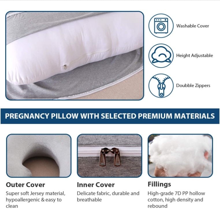 Full Body Pregnancy Pillow Maternity U-Shaped Side Sleepers Pillow ...