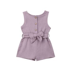 Baby Summer Jumpsuit Girl Playsuit with Belt Clothes