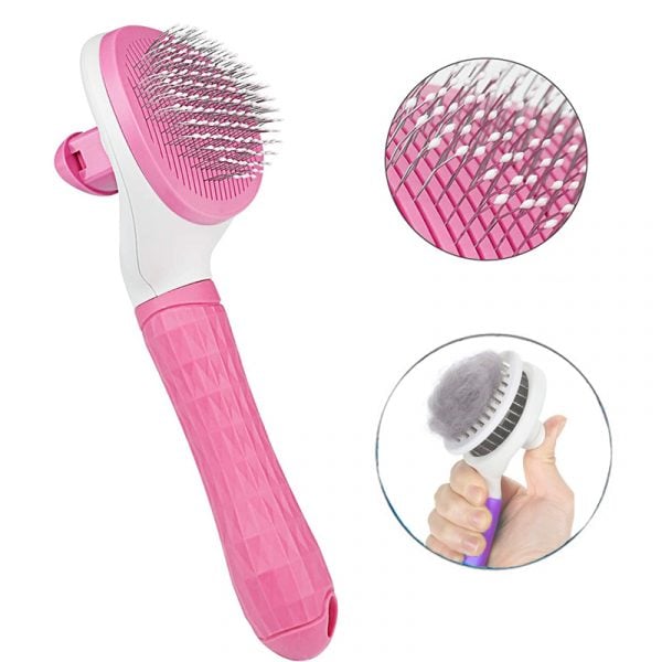 Pet Brush Desheding Grooming Self Cleaning Button