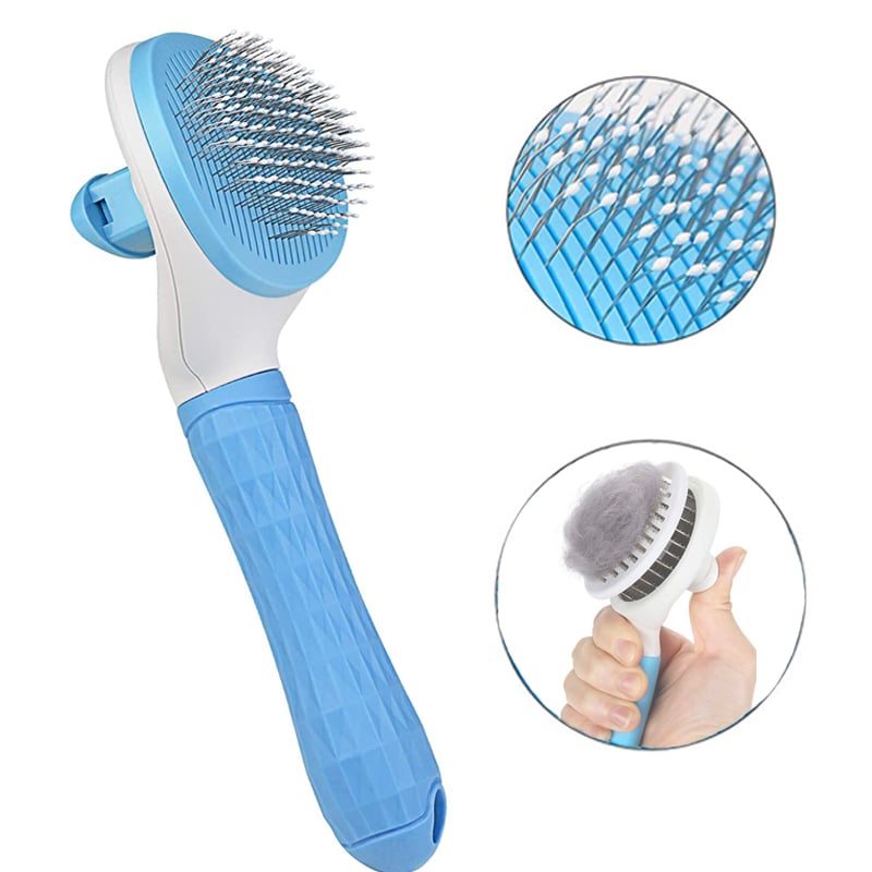 Pet Brush Desheding Grooming Self Cleaning Button - Orbisify.com