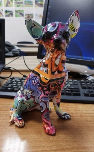 Chihuahua Dog Statue Simple Creative Color Resin Crafts photo review