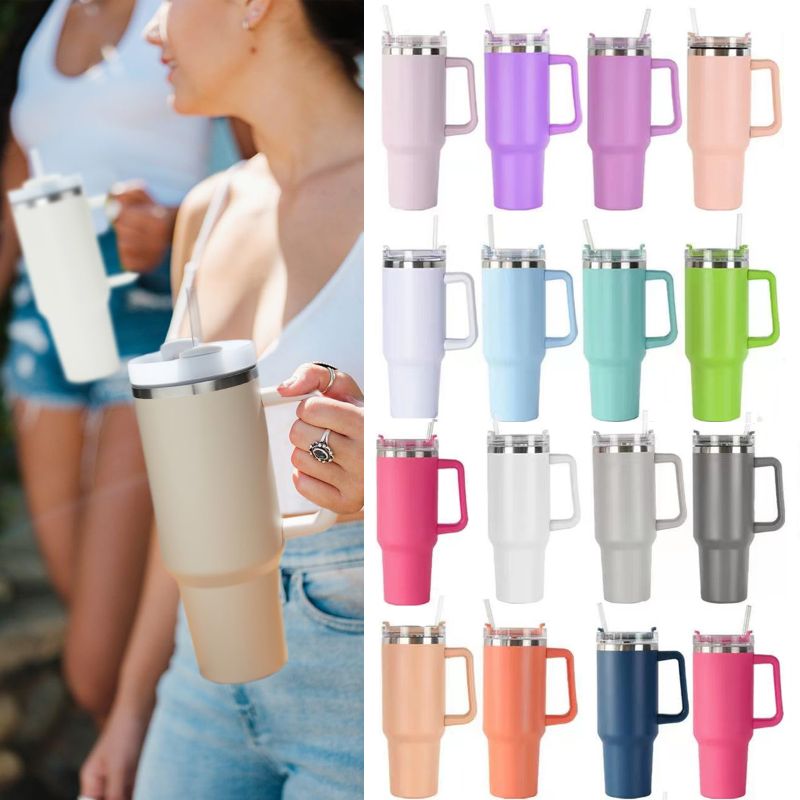 Light blue 304 stainless steel 40oz/1200ML large-capacity handle cup car  car cup ice cup outdoor sports insulation cold cup coffee cup water cup  camping bottle