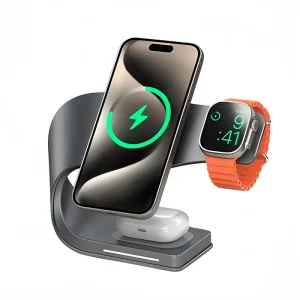 4 in 1 Metal Shell Wireless Magnetic Fast Charging Station Stand Dock for Apple Airpods Watch