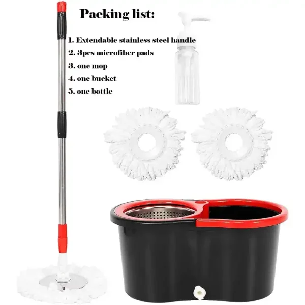 360° Spin Mop Bucket Set with Wring System - Extended Handle - Image 7