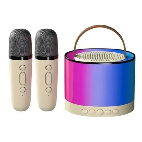 Portable Bluetooth Karaoke Speaker with Dual Microphones Wireless RGB Lights & Loud Stereo Sound