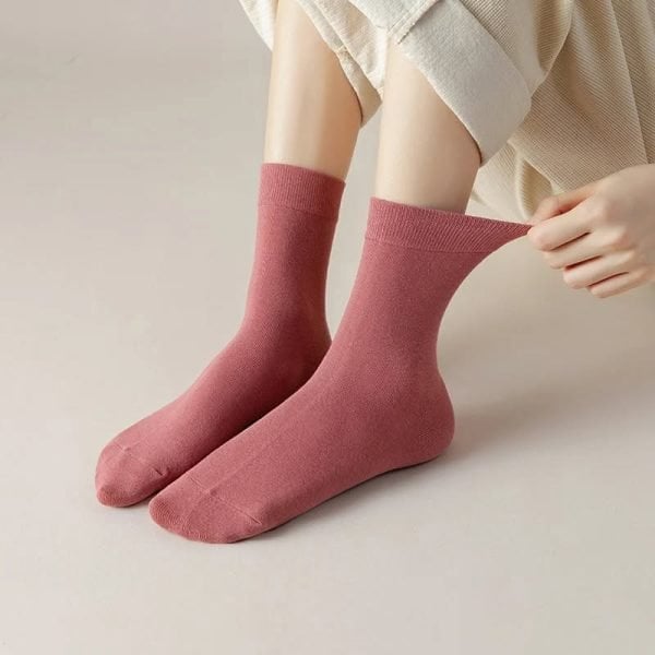 Women's Cotton Socks – Soft & Breathable Solid Color for Autumn & Spring – Comfortable Everyday Wear - Image 7