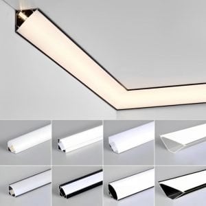 45° Oblique Beam LED Light - Aluminum Profile, Ceiling Mounted, PC Diffuser V Type Linear Bar Strip for Drywall