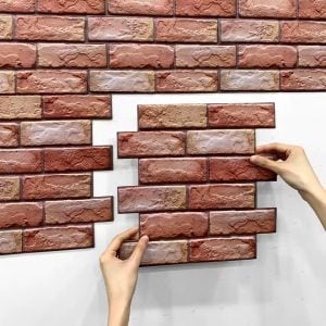 3D Red Brick Peel and Stick Wall Panel – Waterproof Kitchen Backsplash