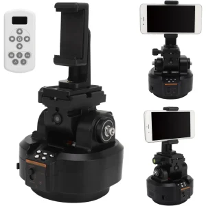 Auto Face Tracking Pan Tilt Tripod Head – 360° Motorized Rotation with Remote Control & 8-Speed Adjustment for Camera & Smartphone